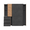 SCHWEBETÜRENSCHRANK 200/200/61 cm 2-türig  - Dunkelgrau/Schwarz, KONVENTIONELL, Holzwerkstoff/Kunststoff (200/200/61cm) - Carryhome