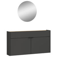 GARDEROBE 2-teilig  in 110/200/22 cm  - Eichefarben/Graphitfarben, Design, Glas/Holzwerkstoff (110/200/22cm)