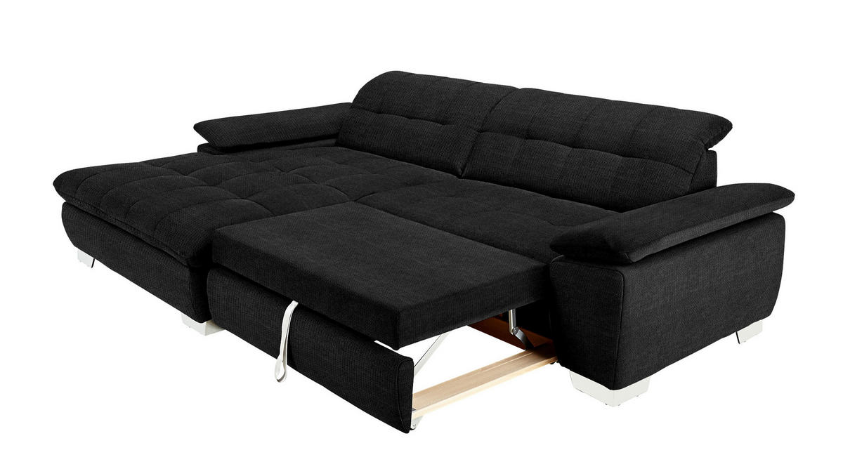 ECKSOFA in Mikrofaser Graphitfarben  - Chromfarben/Graphitfarben, Design, Textil/Metall (180/265cm) - Carryhome