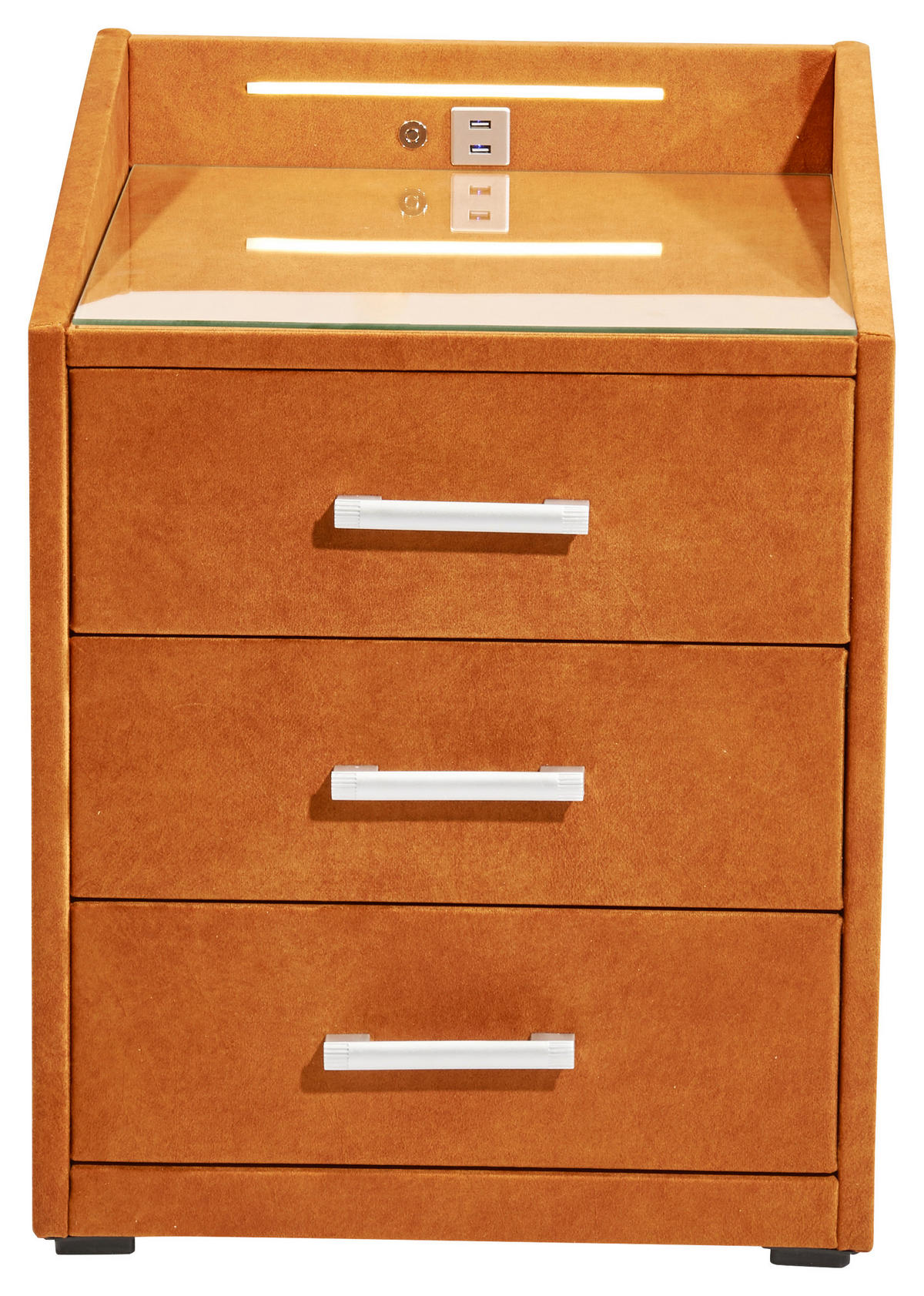 NACHTTISCH 47/61/46 cm  in Orange  - Silberfarben/Schwarz, Modern, Holzwerkstoff/Kunststoff (47/61/46cm) - MID.YOU