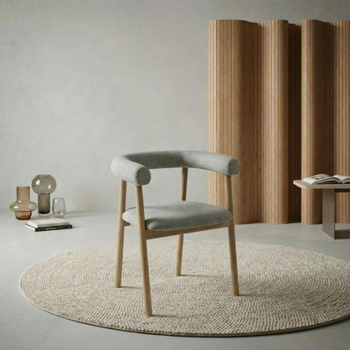 STOL MED ARMSTÖD  läderutbud, tygutbud   ekfärgad, blågrå  - blågrå/ekfärgad, Design, trä/plast (62/73/57cm) - Skovby