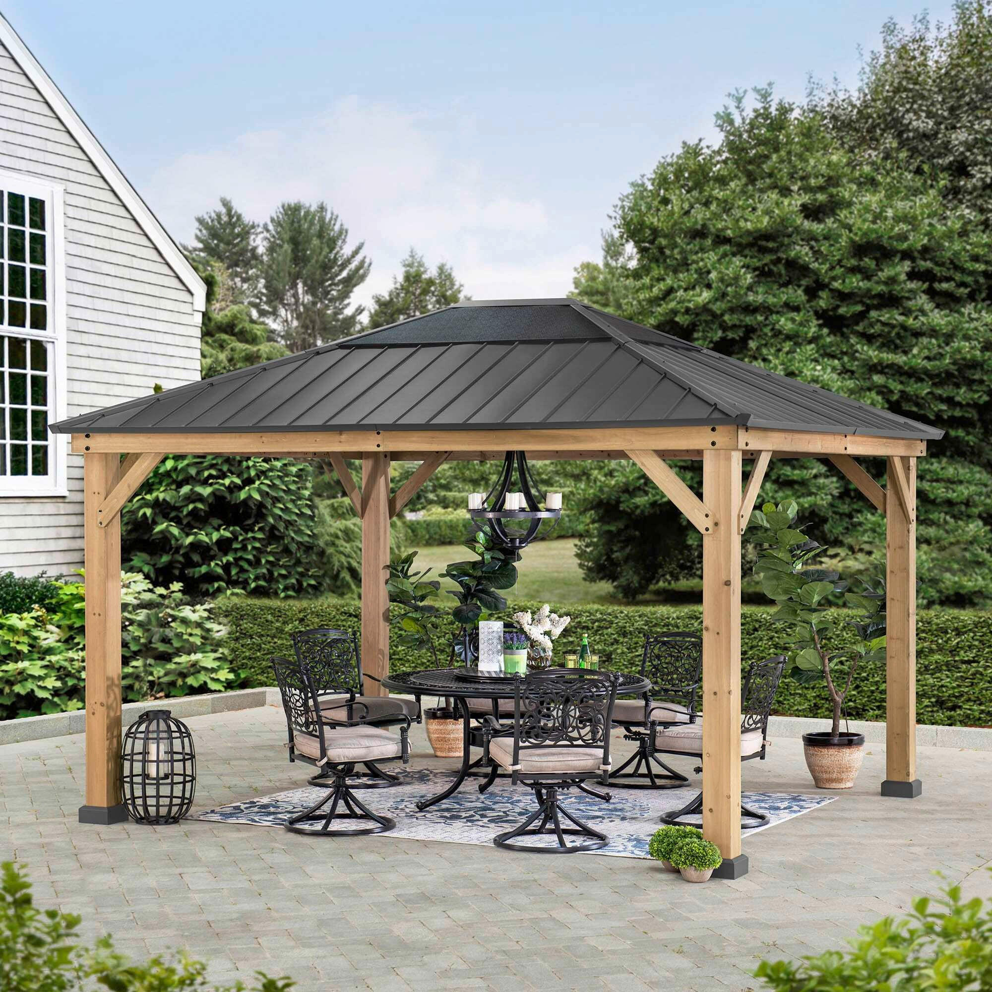 PAVILLON 393,5/286,5/335,5 cm  - Anthrazit, Basics, Holz/Kunststoff (393,5/286,5/335,5cm) - Modante