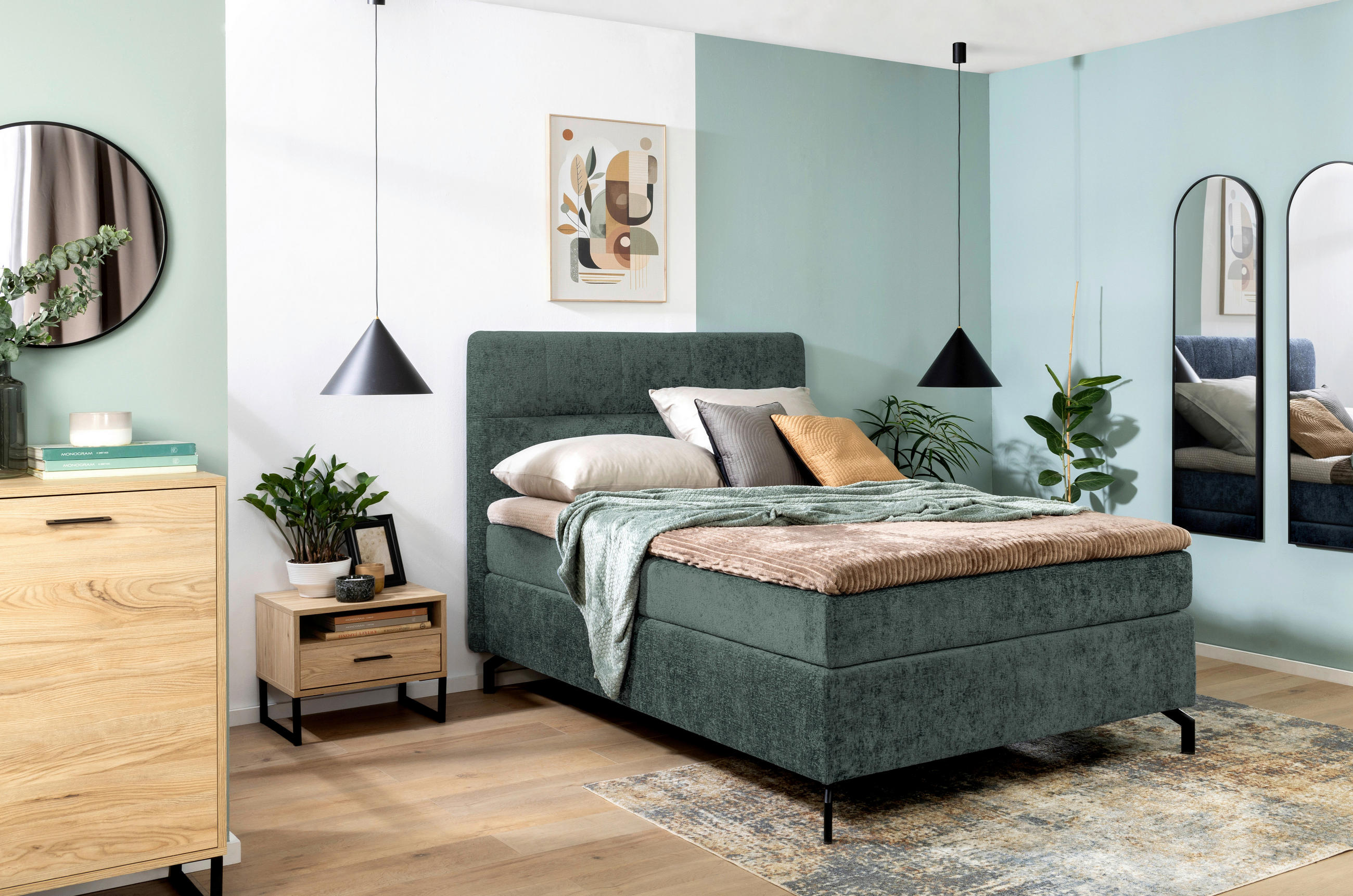 BOXSPRINGBETT 140/200 cm  in Dunkelgrau  - Dunkelgrau/Schwarz, Design, Textil/Metall (140/200cm) - Esposa