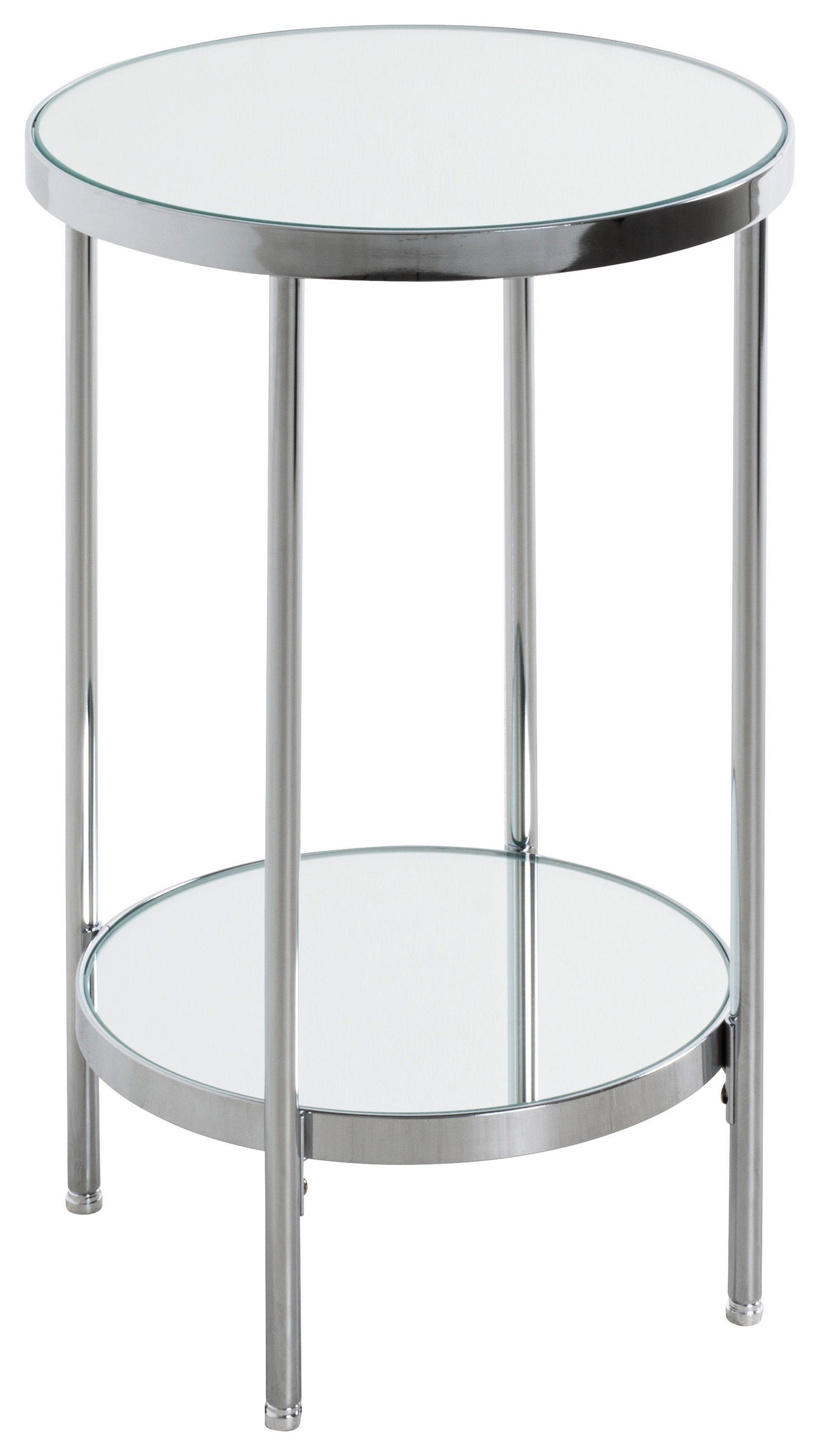 BEISTELLTISCH 28/28/46 cm Chromfarben rund  - Chromfarben, Trend, Glas/Metall (28/28/46cm)