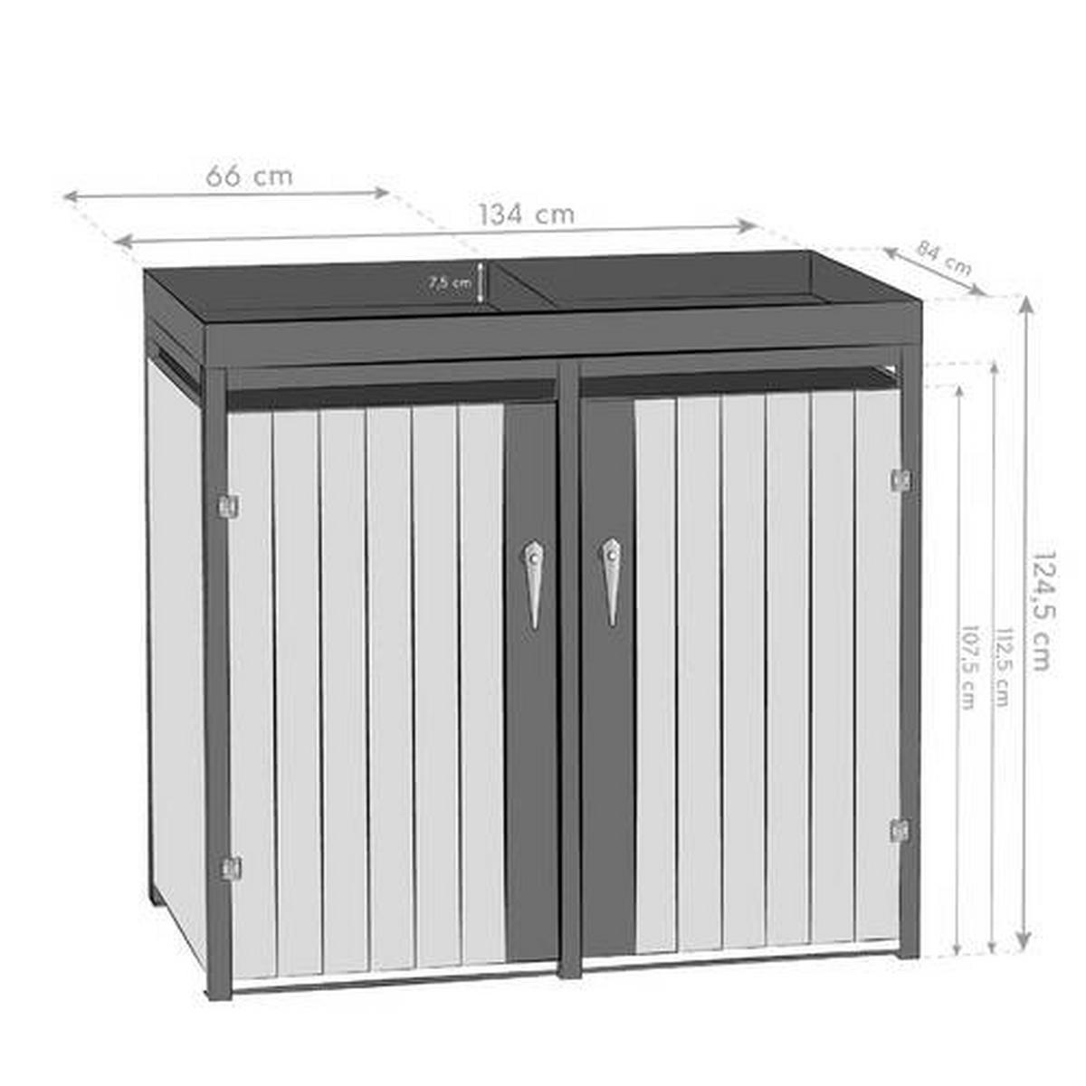 MÜLLTONNENBOX - Anthrazit/Naturfarben, Basics, Metall (84/125/134cm)