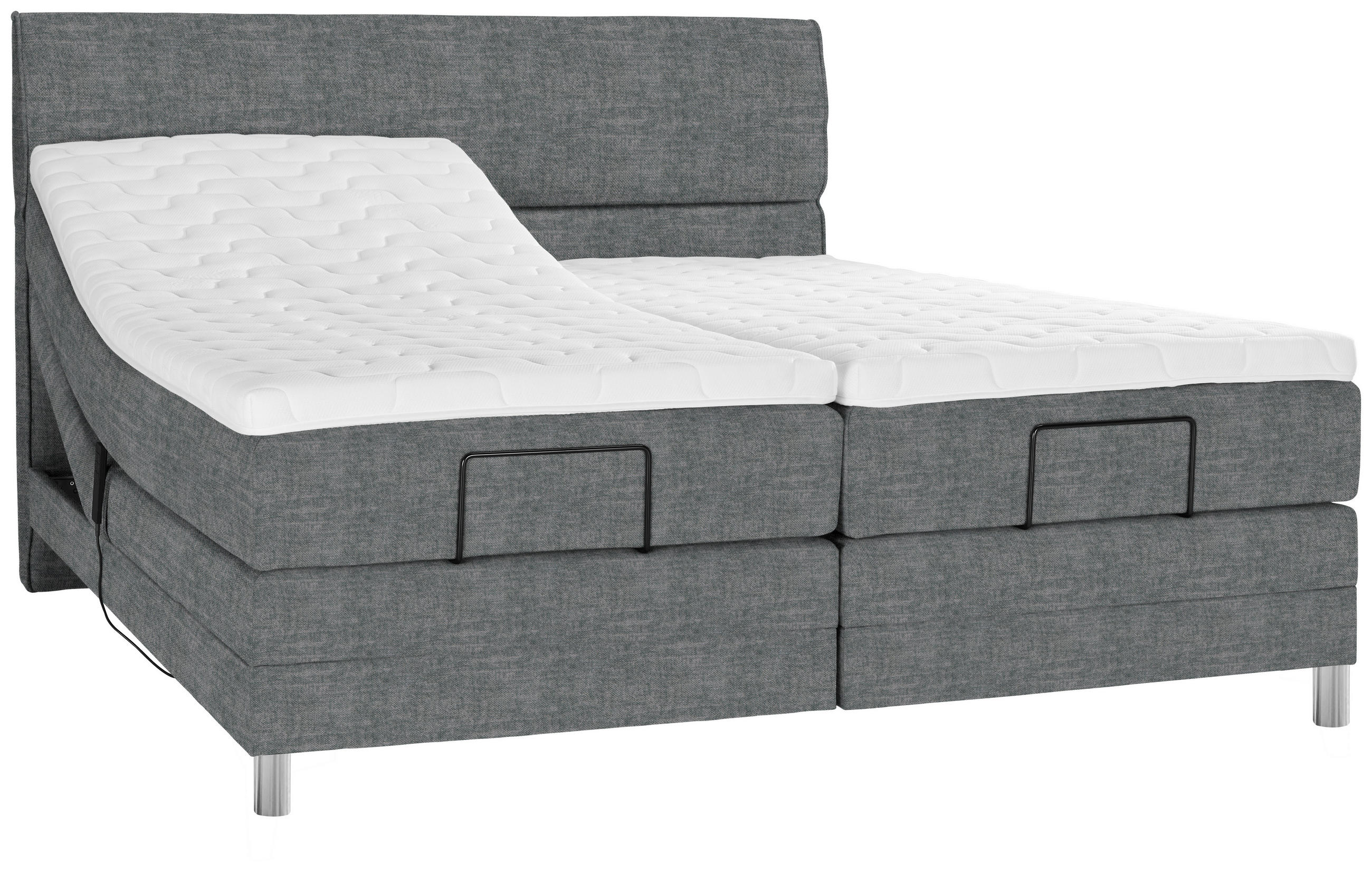 BOXSPRINGBETT 180/200 cm  in Dunkelgrau  - Chromfarben/Dunkelgrau, Konventionell, Kunststoff/Textil (180/200cm) - Voleo