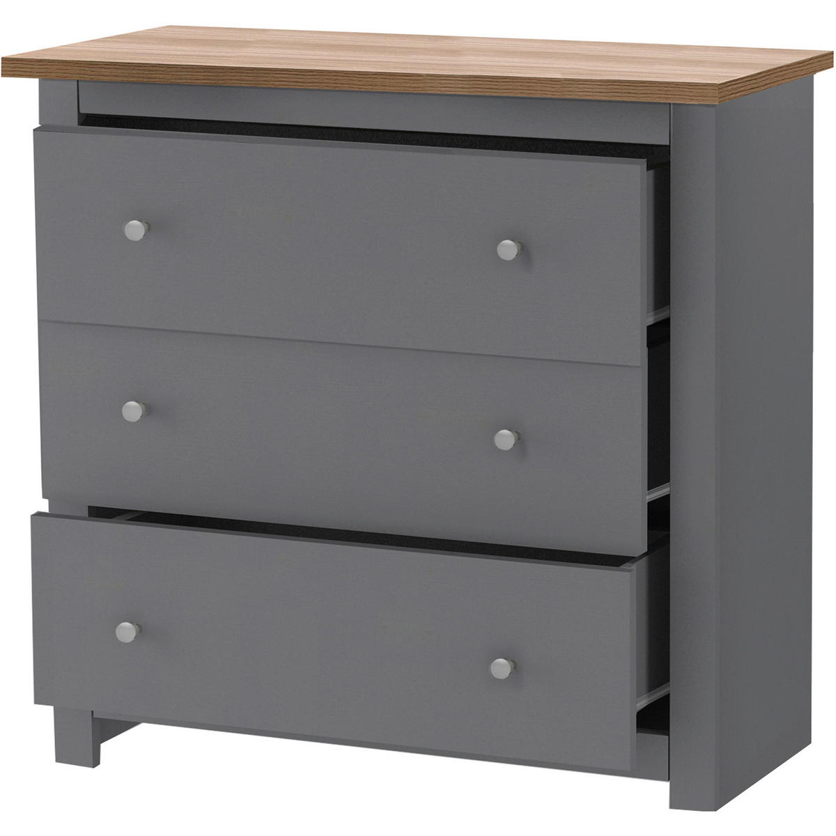 KOMMODE Emerald  in  - Silberfarben/Naturfarben, Design, Holzwerkstoff/Metall (79/81/35cm) - MID.YOU