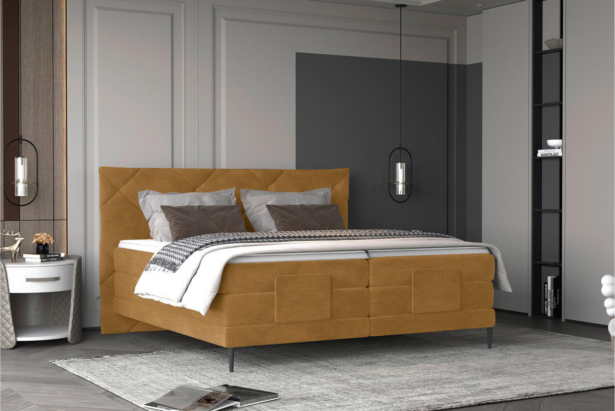 BOXSPRINGBETT 180/200 cm  in Goldfarben  - Goldfarben/Schwarz, Konventionell, Textil/Metall (180/200cm) - Esposa