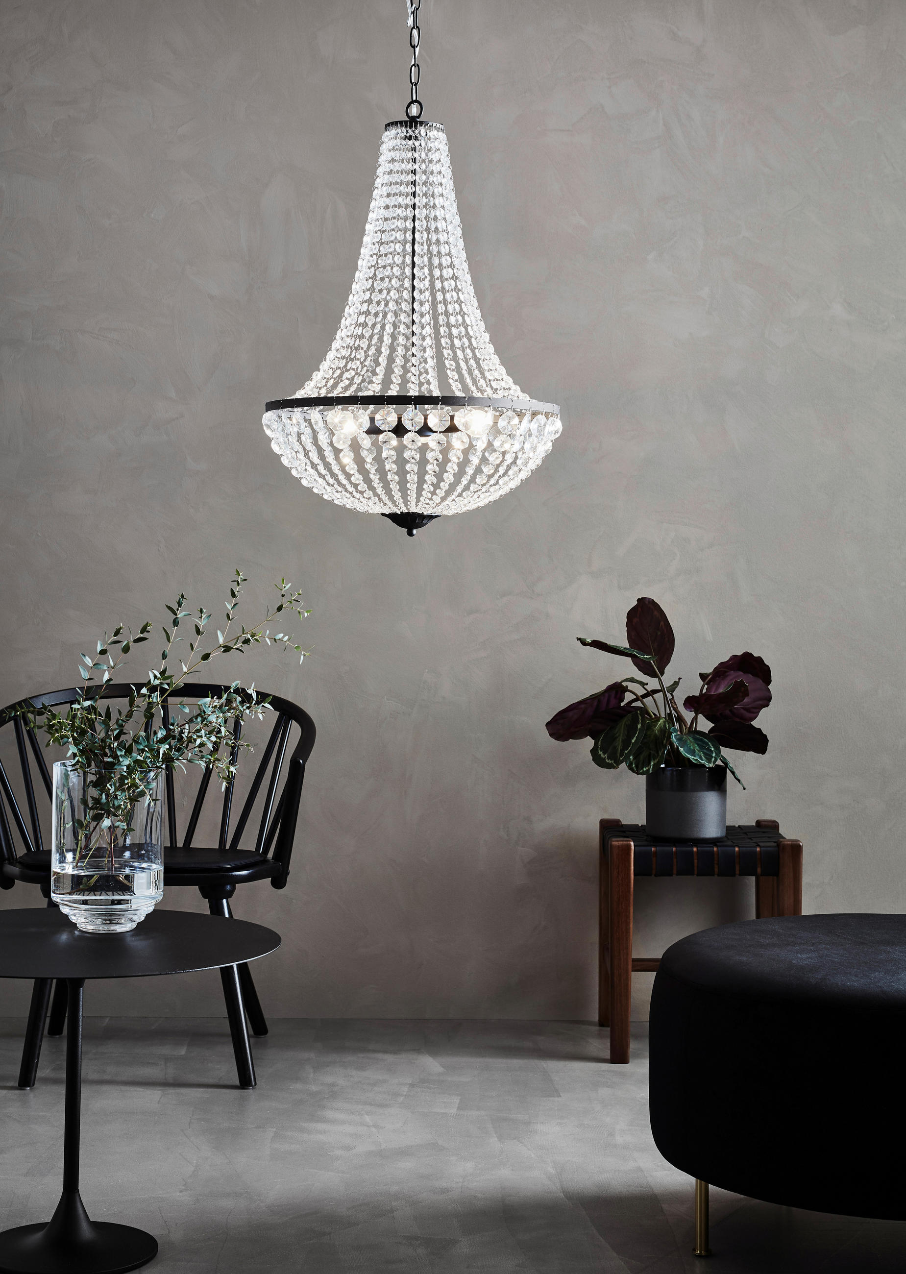 KRONLEUCHTER 50/68 cm - Klar/Schwarz, Basics, Glas/Metall (50/68cm) - Markslöjd