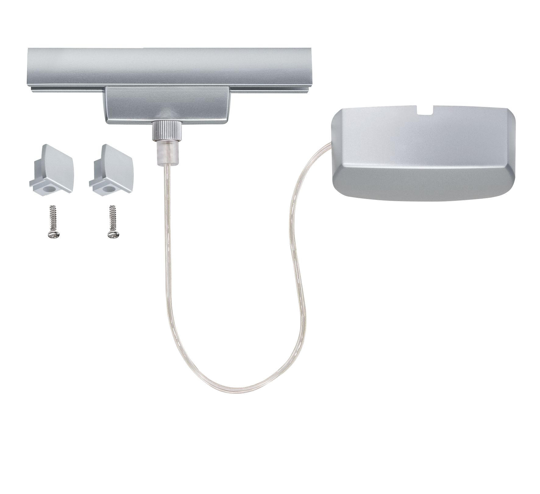 SCHIENENSYSTEM-EINSPEISER - Chromfarben, Basics, Metall (50/16,5/3cm) - Paulmann
