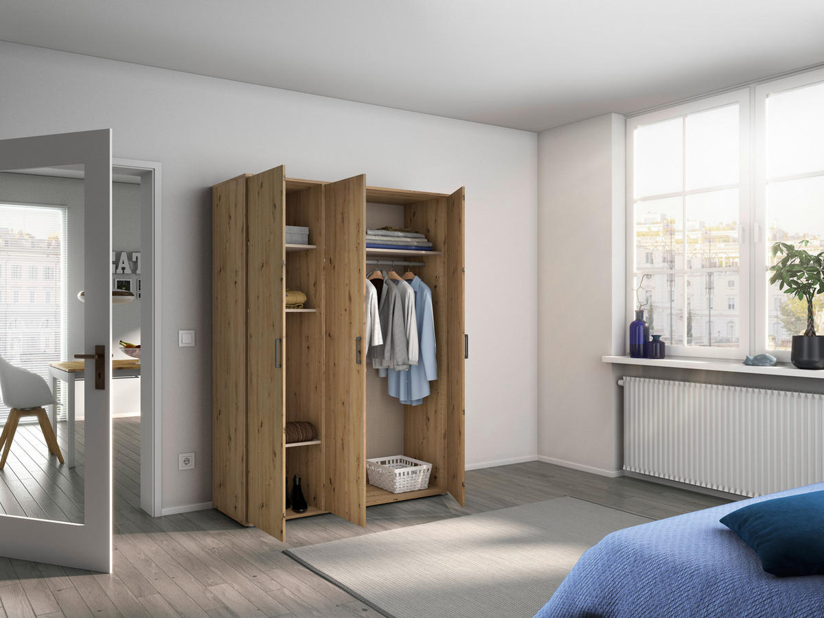DREHTÜRENSCHRANK in Eiche Artisan  - Eiche Artisan, Modern, Holzwerkstoff/Kunststoff (140/194/53cm) - Rauch Möbel