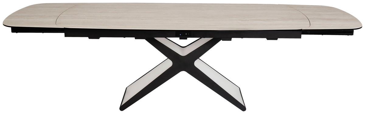 ESSTISCH 200-280/98/76 cm  Metall, Glas, Keramik ausziehbar rechteckig Schwarz, Taupe  - Taupe/Schwarz, Design, Glas/Keramik (200-280/98/76cm) - Belluti