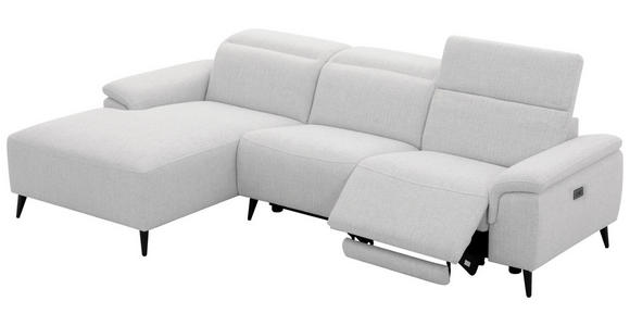 ECKSOFA  in Leinenoptik Hellgrau, Grauweiß  171/270 cm  - Schwarzchrom/Hellgrau, Design, Holz/Kunststoff (171/270cm) - Xora