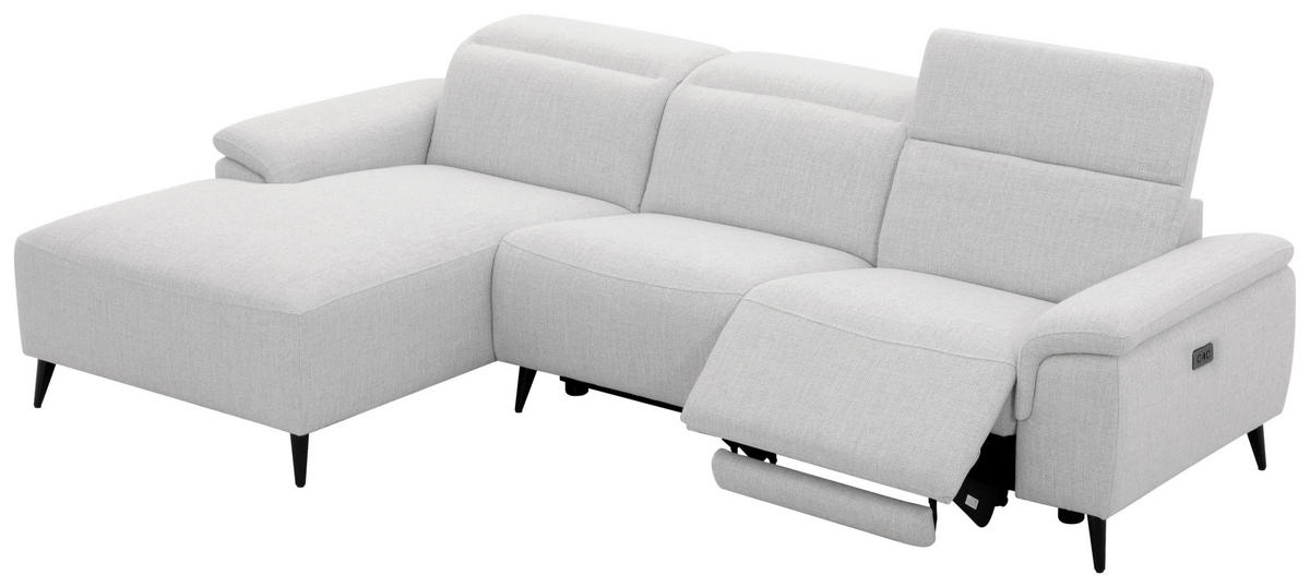 ECKSOFA inkl. Funktionen Hellgrau Leinenoptik  - Schwarzchrom/Hellgrau, Design, Holz/Kunststoff (171/270cm) - Xora