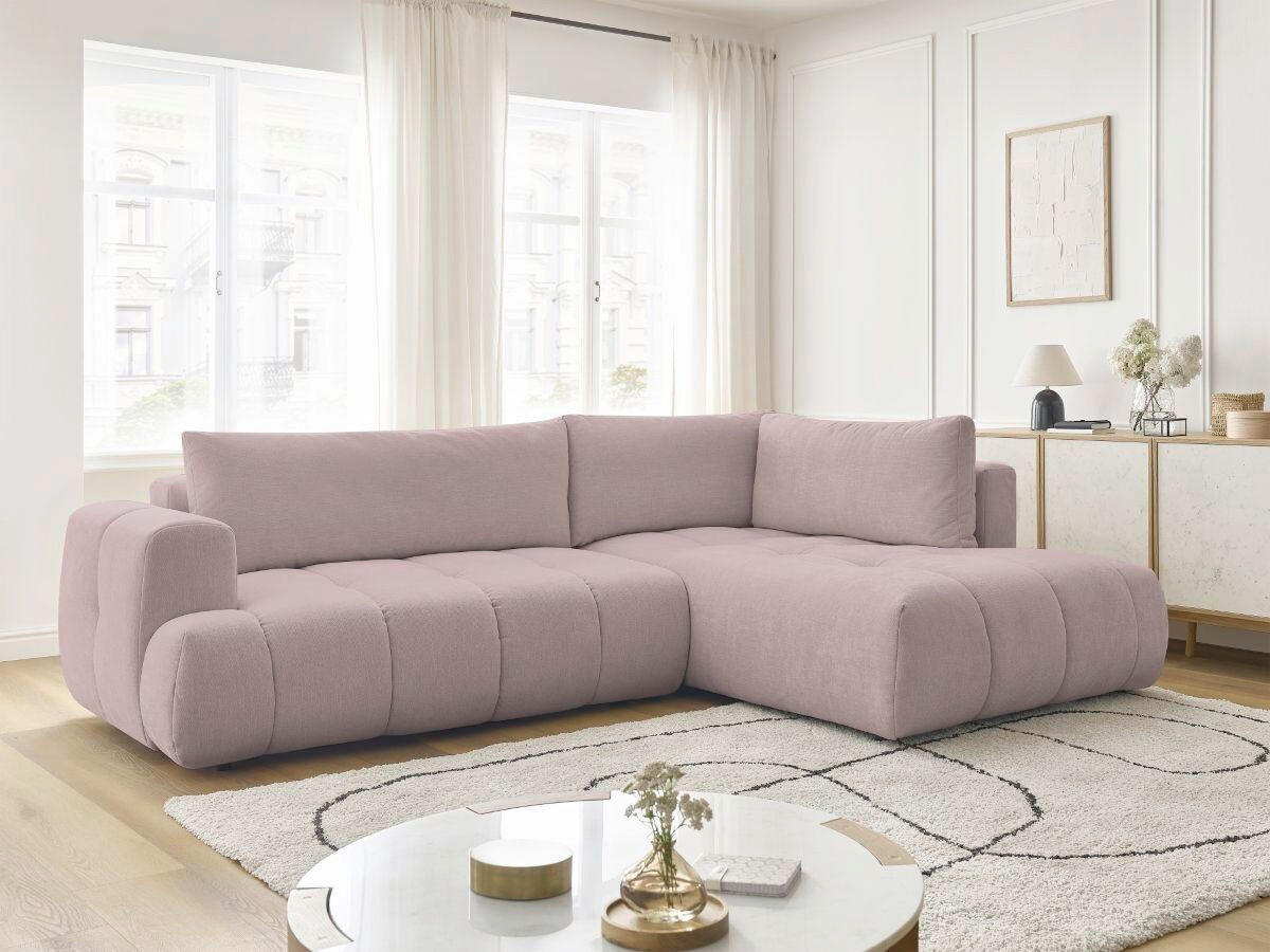 ECKSCHLAFSOFA FUJI Leinenoptik Pink  inkl.  - Pink/Schwarz, MODERN, Kunststoff/Textil (282/204cm)