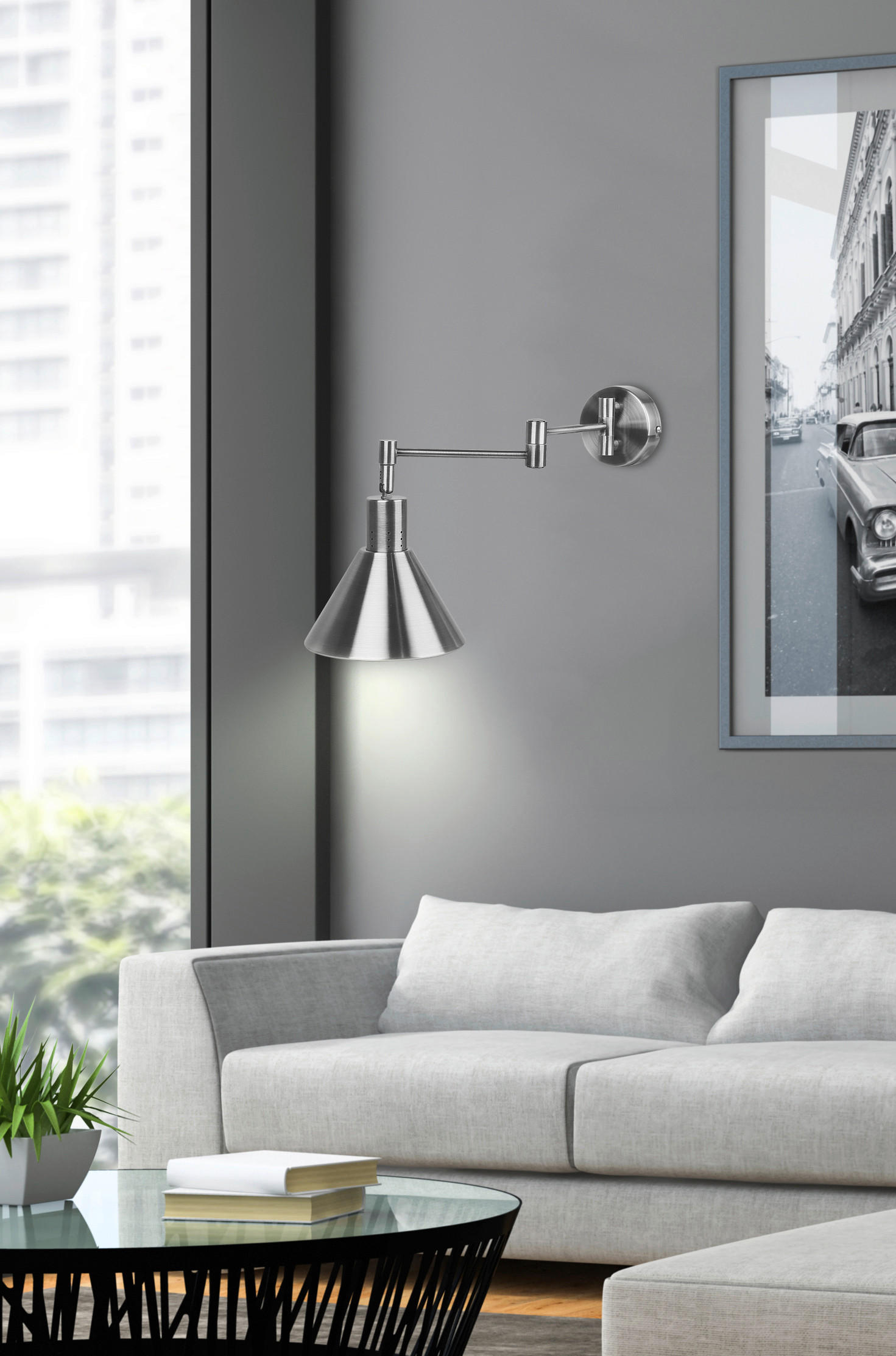 VÄGGLAMPA 37.5/14/17 cm   - Basics, metall (37.5/14/17cm)