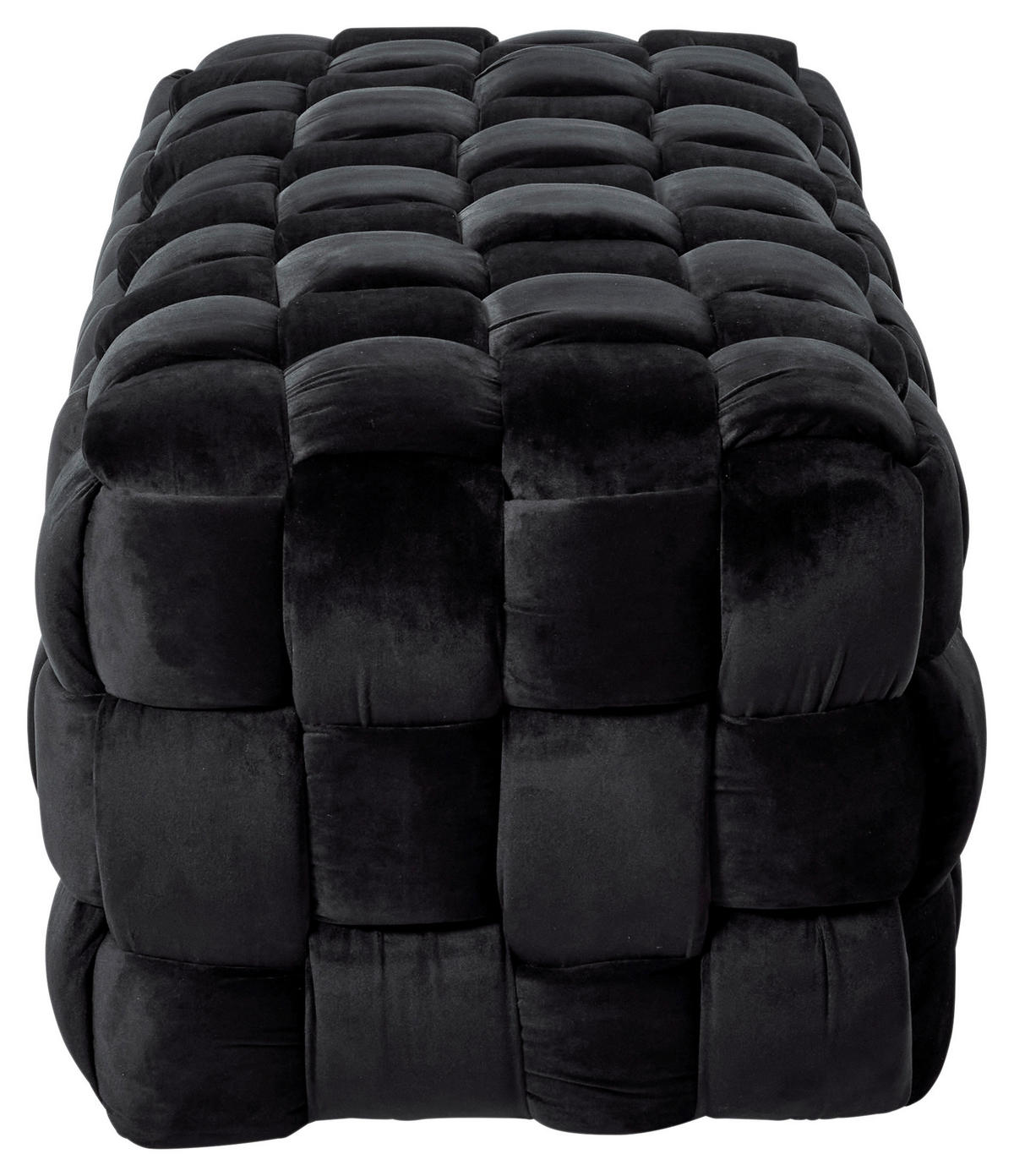 HOCKERBANK 118/43/50 cm Samt Schwarz Eukalyptusholz  - Schwarz, MODERN, Holz/Textil (118/43/50cm)
