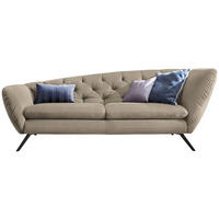 CHESTERFIELD-SOFA in Mikrofaser Taupe, Schwarz  - Taupe/Schwarz, Design, Textil/Metall (223/84/90cm) - Pure Home Lifestyle