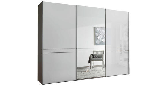 SCHWEBETÜRENSCHRANK in Anthrazit, Weiß - Chromfarben/Anthrazit, KONVENTIONELL, Glas/Holzwerkstoff (250/217/67cm) - Dieter Knoll