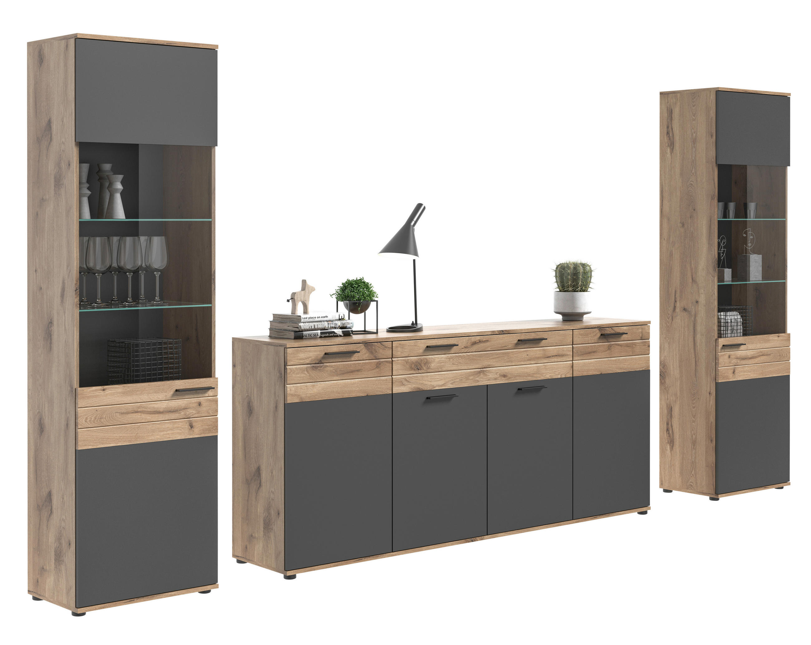 WOHNWAND 3-teilig  in  344/200/40 cm  - Glas/Holzwerkstoff (344/200/40cm) - MID.YOU