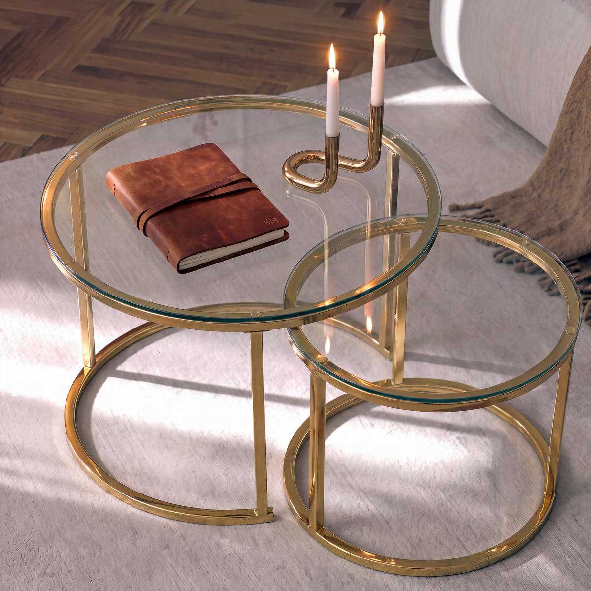 SET KLUB STOLIĆA višebojno, bijela, zlatne boje, prozirno  metal, staklo  - bijela/višebojno, Design, staklo/metal (50-70/50-70/38-45cm) - MID.YOU