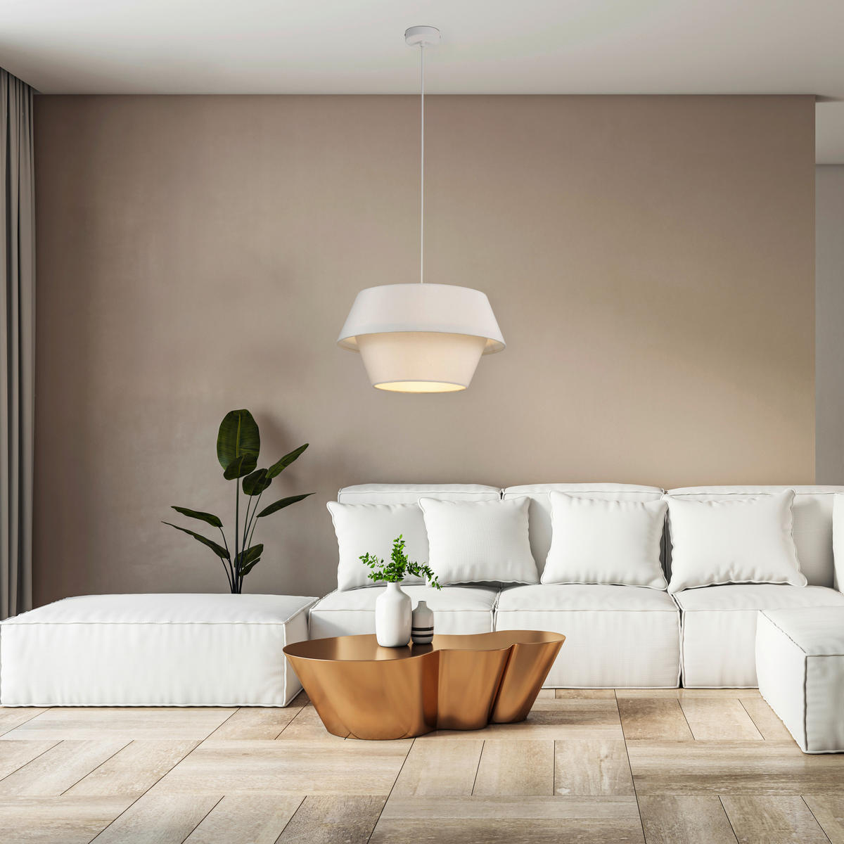 HÄNGELEUCHTE 45/130 cm  - Weiß, Trend, Kunststoff/Textil (45/130cm) - Collett's Monde