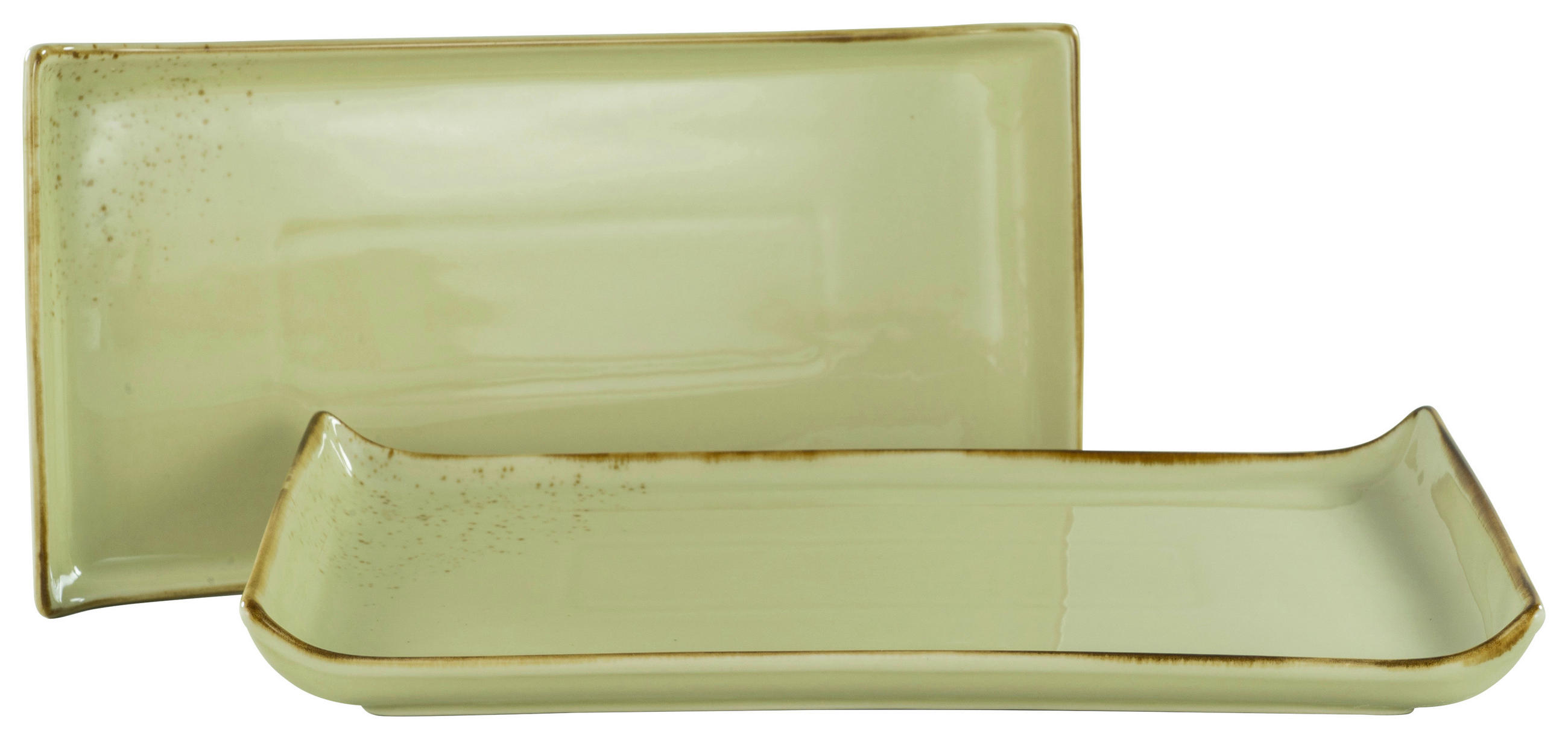 SERVIERPLATTE - Salbeigrün, Trend, Keramik (16,5/33cm) - Creatable