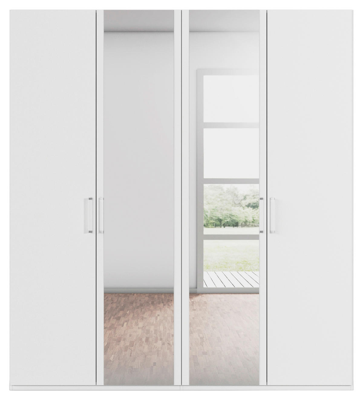 DREHTÜRENSCHRANK 201/223/60 cm 4-türig Weiß  - Weiß, Design, Glas/Holzwerkstoff (201/223/60cm) - Novel