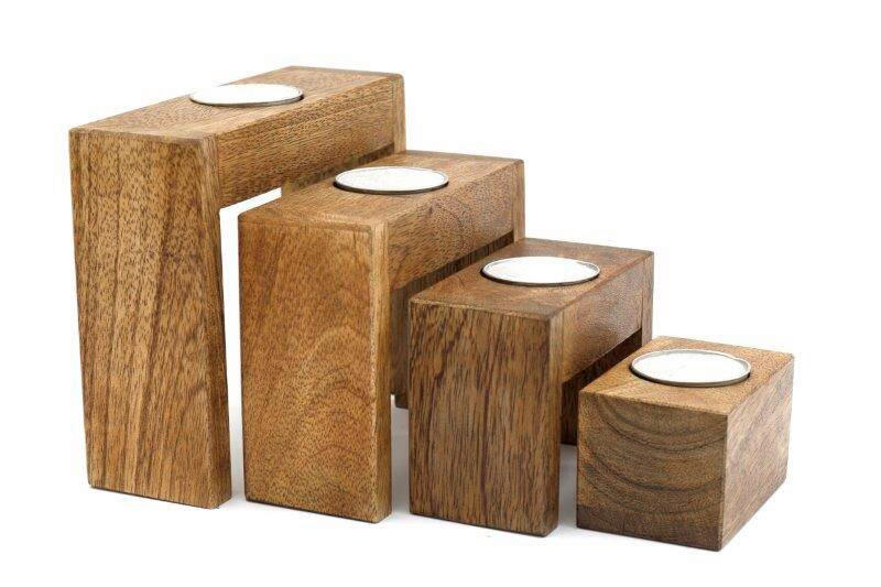 TEAMÉCSESTARTÓ - világosbarna, Basics, fa (15/13/5cm)