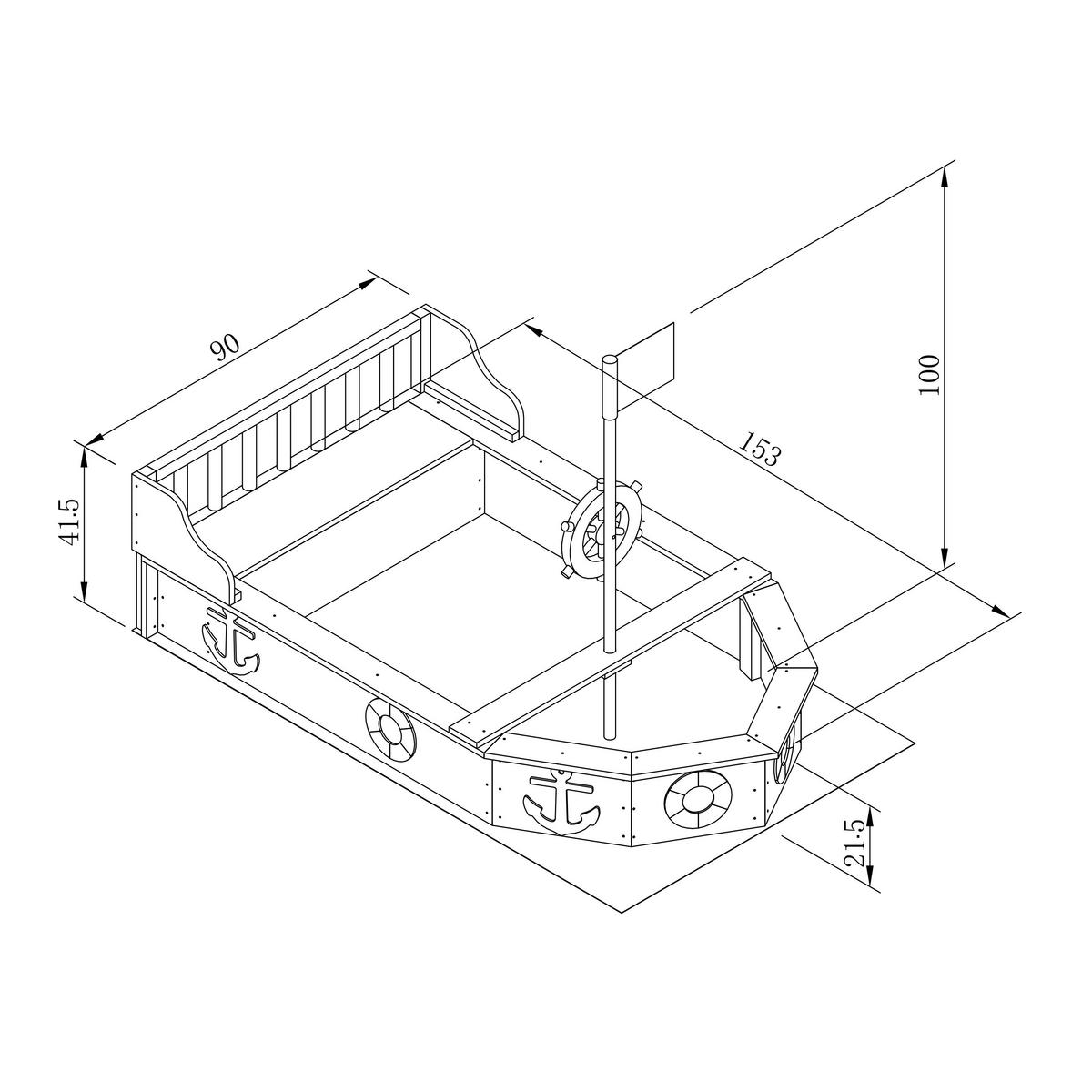 SANDKASTEN  - Anthrazit/Braun, KONVENTIONELL, Holz (153/100/90cm) - Ambia Garden