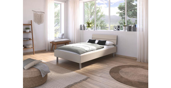 BETT 120/200 cm  in Champagner  - Champagner/Alufarben, Design, Holzwerkstoff/Metall (120/200cm) - Carryhome