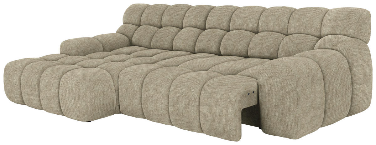 Ecksofa inkl. Funktion Beigebraun Webstoff  - Beigebraun/Schwarz, MODERN, Kunststoff/Textil (180/297cm) - Welnova