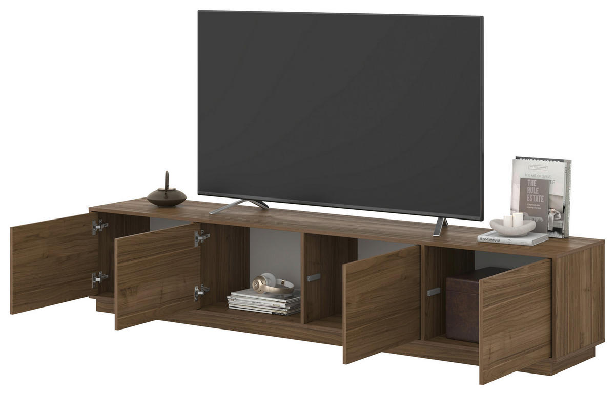 LOWBOARD Japandi  in 220,5/45/41,5 cm  - Nussbaumfarben, Design, Holzwerkstoff (220,5/45/41,5cm) - MID.YOU