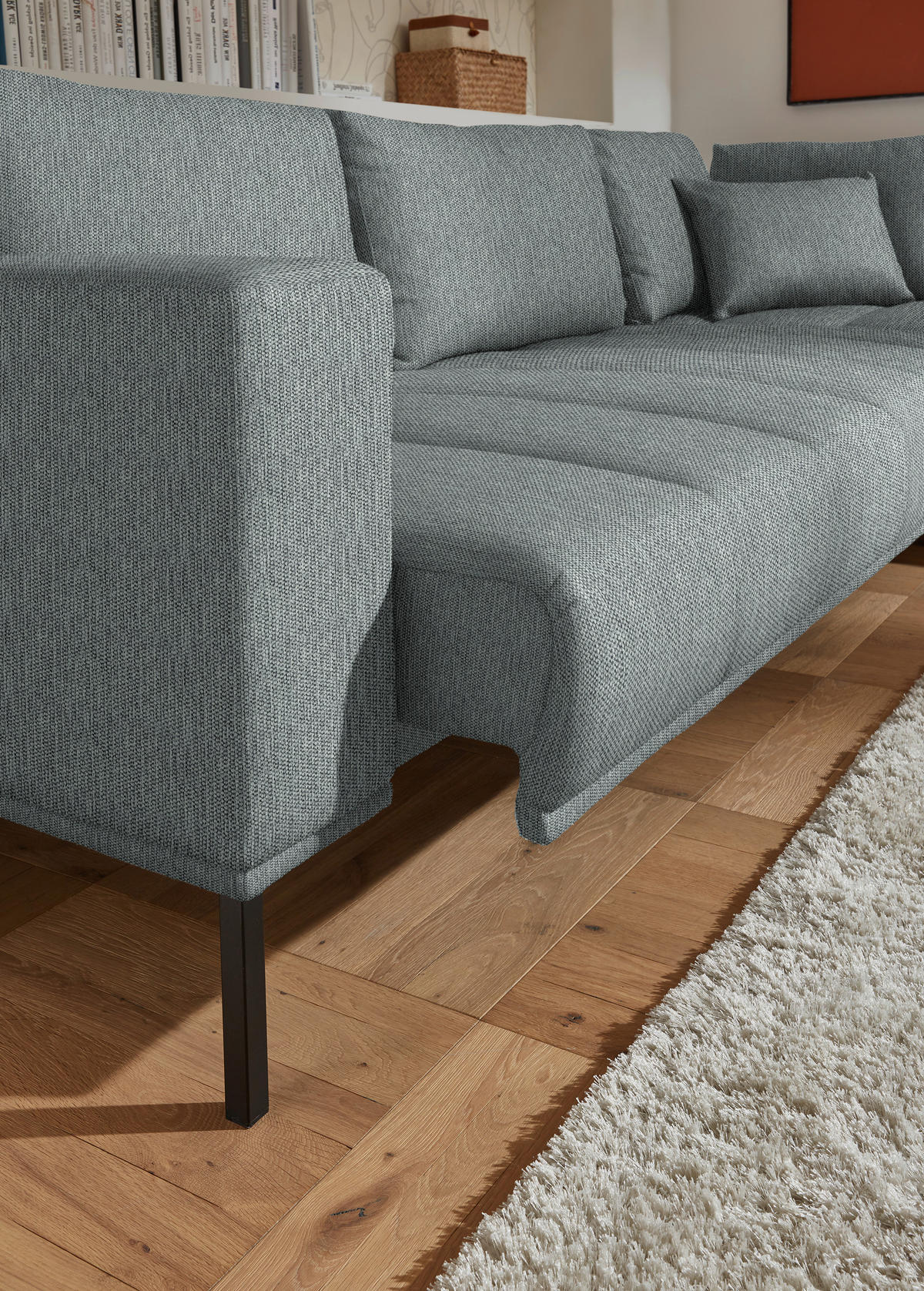 ECKSOFA  in Flachgewebe Grau  308/270 cm  - Schwarz/Grau, Design, Textil/Metall (308/270cm) - Pure Home Lifestyle