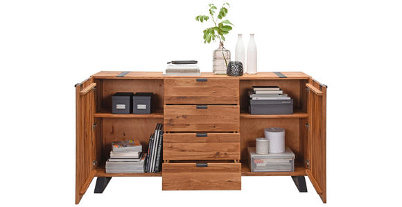 SIDEBOARD in 172,8/90,6/43 cm - Eichefarben/Schwarz, Trend, Holz/Metall (172,8/90,6/43cm) - Landscape