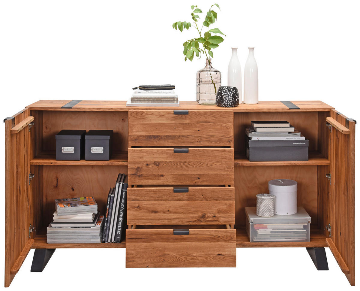 SIDEBOARD  in 172,8/90,6/43 cm  - Eichefarben/Schwarz, Trend, Holz/Metall (172,8/90,6/43cm) - Landscape