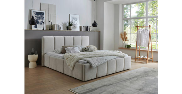 POLSTERBETT 180/200 cm in Beige - Beige/Schwarz, Design, Holz/Textil (180/200cm) - Xora