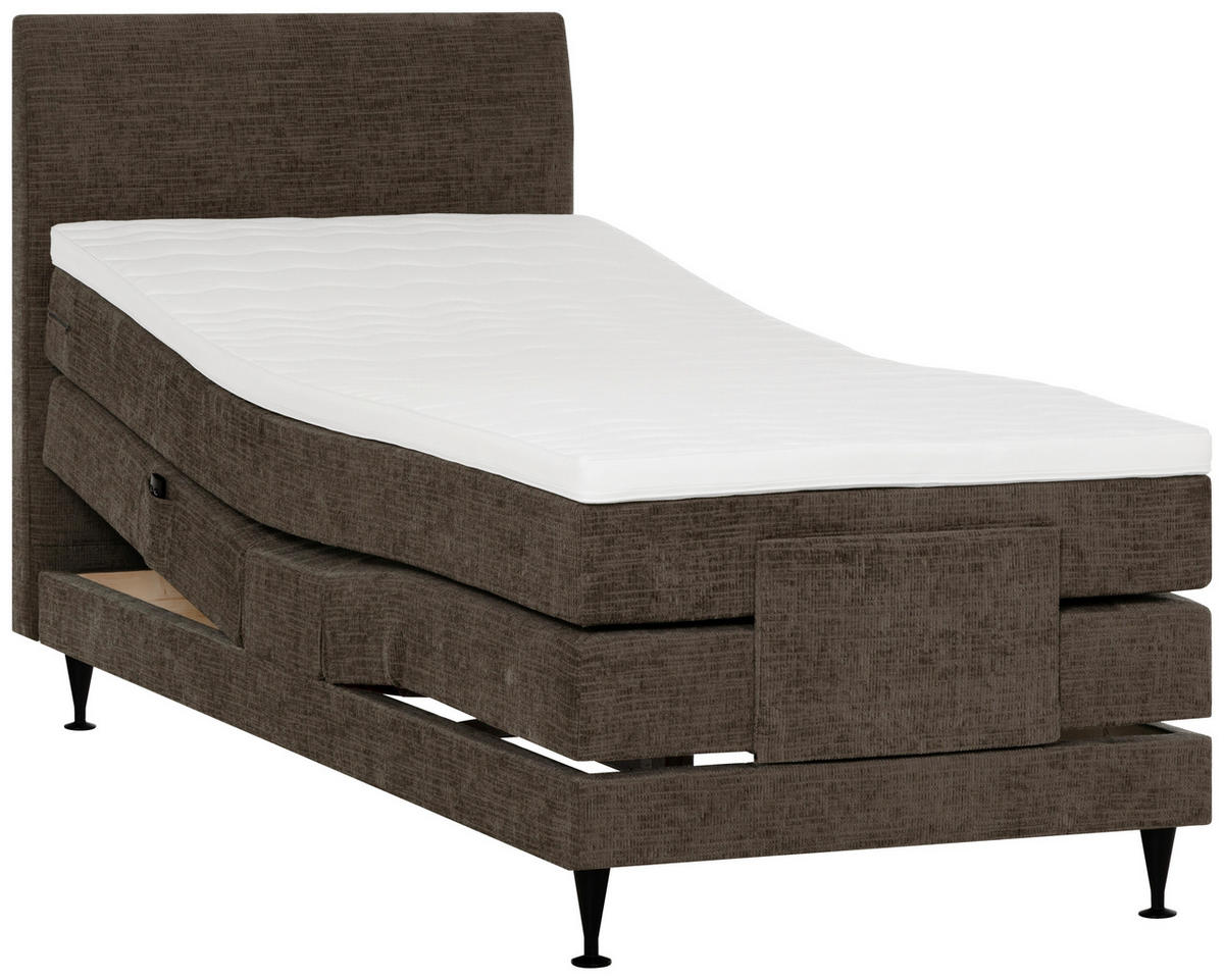 POSTELJA BOXSPRING 120 cm   x 200 cm  , tekstil rjava  - črna/rjava, Konvencionalno, kovina/tekstil (120/200cm) - Welnova