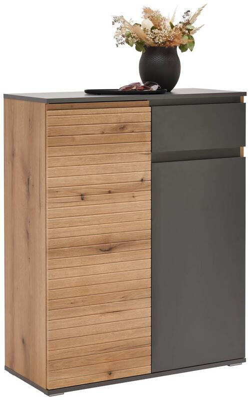 SCHUHSCHRANK Anthrazit, Eichefarben  - Eichefarben/Anthrazit, Design, Holzwerkstoff/Kunststoff (85/106/38cm) - home24