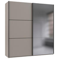 SCHWEBETÜRENSCHRANK 200/216/65 cm 2-türig Grau, Schwarz  - Schwarz/Grau, KONVENTIONELL, Glas/Holzwerkstoff (200/216/65cm) - Stylife