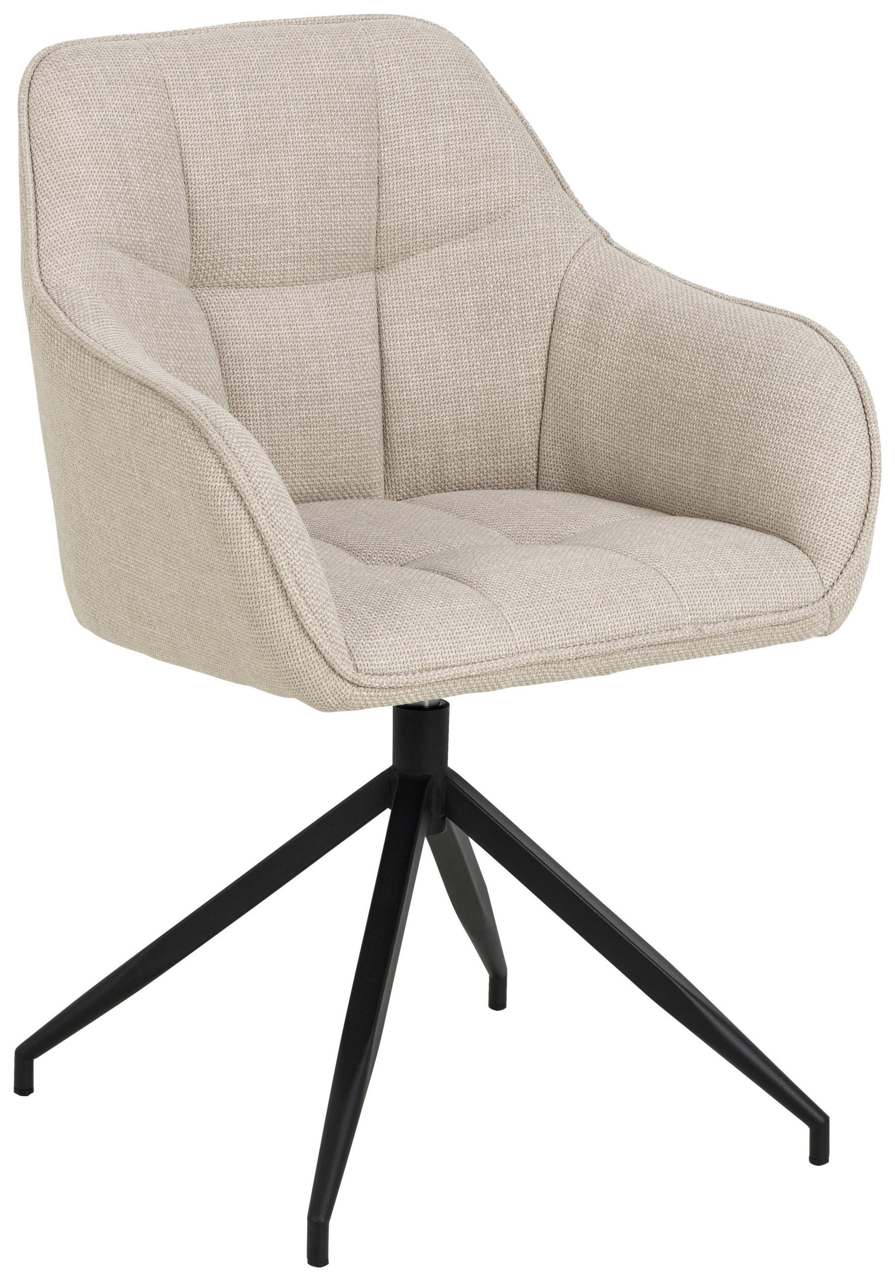 ARMLEHNSTUHL  Sitzfläche 360° drehbar Webstoff  - Beige/Schwarz, Design, Textil/Metall (58/84,5/54,5cm) - P & B