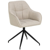 ARMLEHNSTUHL  Sitzfläche 360° drehbar Webstoff  - Beige/Schwarz, Design, Textil/Metall (58/84,5/54,5cm) - P & B