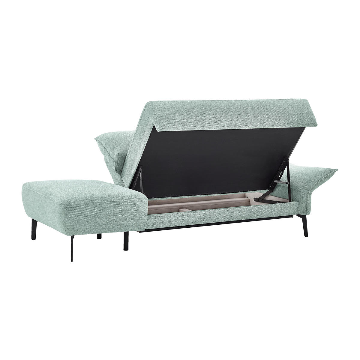 RÉCAMIERE Chenille Hellblau  - Schwarz/Hellblau, Konventionell, Textil/Metall (206/90/92cm) - Elegando