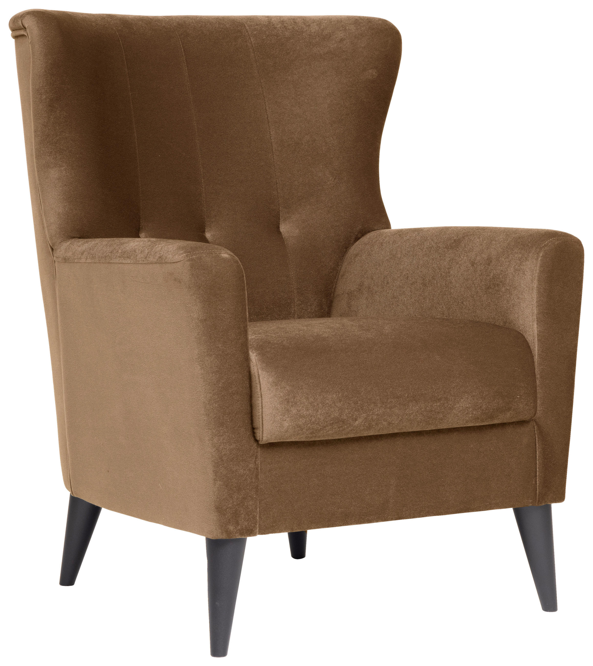 OHRENSESSEL in Velours Taupe  - Taupe/Schwarz, KONVENTIONELL, Kunststoff/Textil (72/96/77cm) - Livetastic