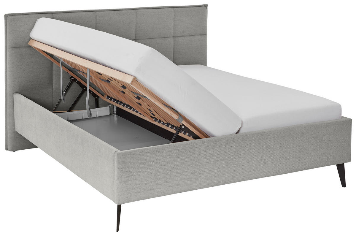 POLSTERBETT Lattenrost, Bettkasten 180/200 cm  in Hellgrau  - Birkefarben/Buchefarben, Design, Holz/Textil (180/200cm) - Xora