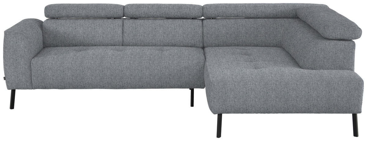 ECKSOFA in Webstoff Hellgrau  - Hellgrau/Schwarz, Design, Textil/Metall (280/205cm) - MID.YOU