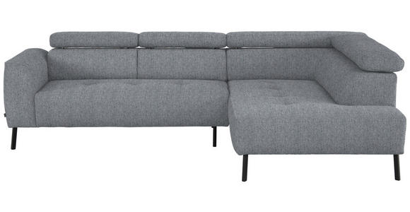 ECKSOFA in Webstoff Hellgrau 280/205 cm - Hellgrau/Schwarz, Design, Textil/Metall (280/205cm) - Xora