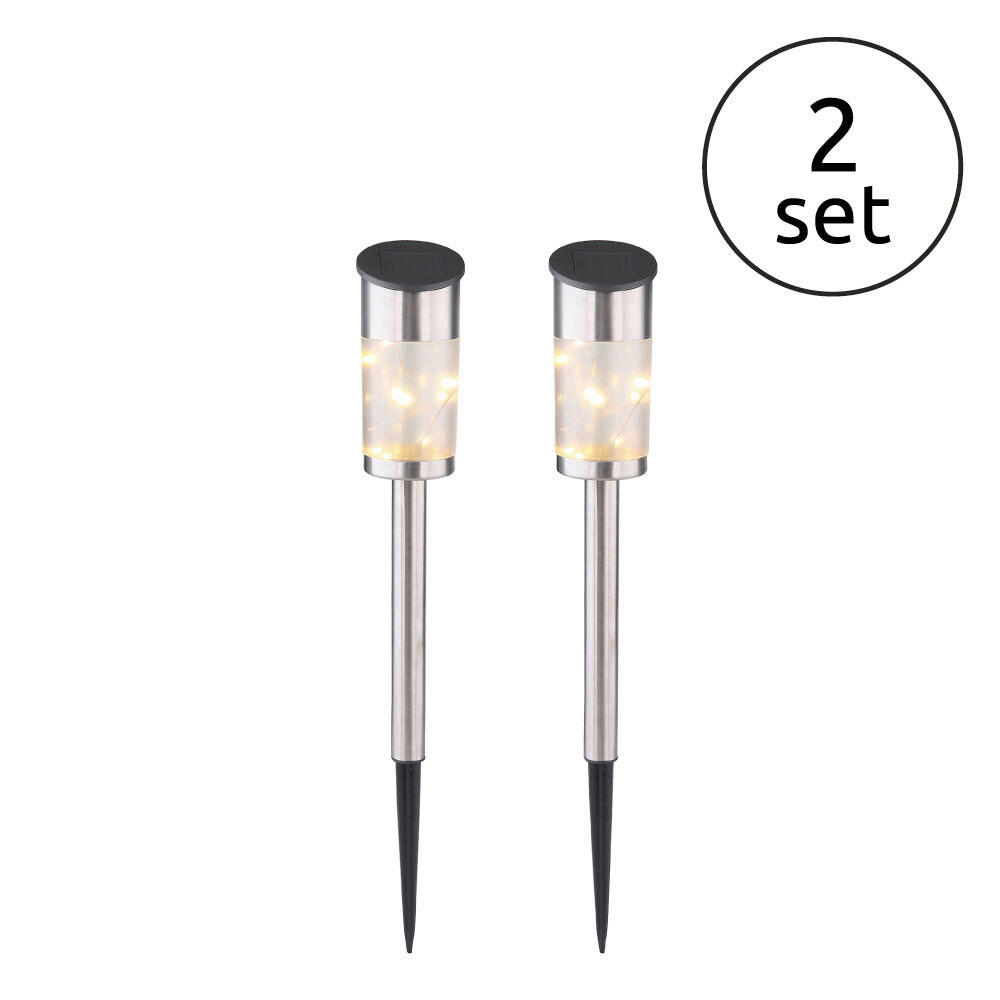 SET SOLARNIH SVETILJKI - bela/srebrna, Osnovno, metal/plastika (5,5/39cm)