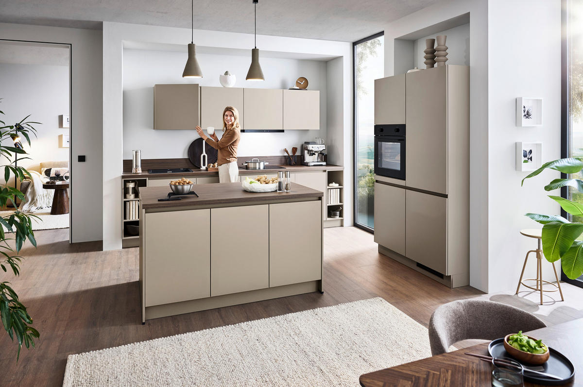 EINBAUKÜCHE   - Creme, KONVENTIONELL, Holzwerkstoff - Welnova