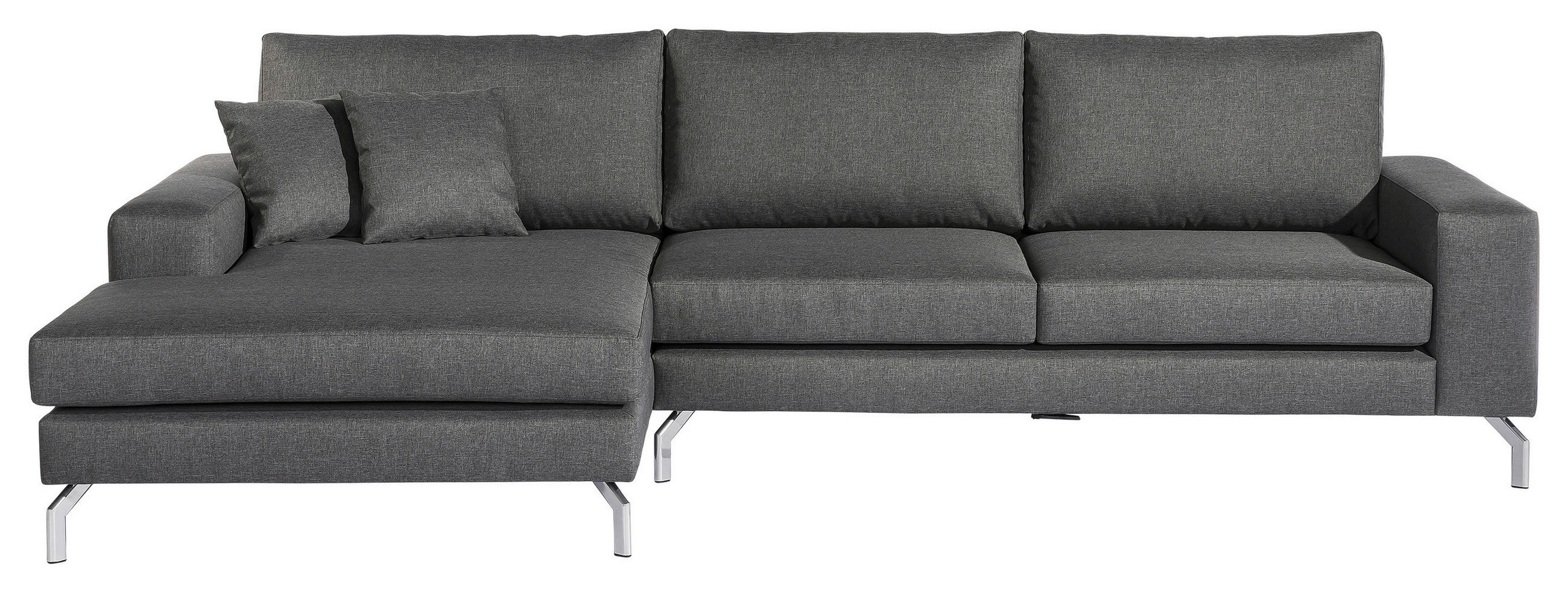 ECKSOFA Anthrazit Flachgewebe  - Anthrazit/Silberfarben, Design, Textil/Metall (175/294cm) - Max Winzer